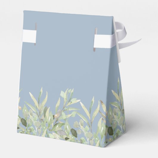 Eerste Heilige Communie Greenery Foliage Blue Bedankdoosjes (Achterkant)