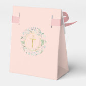 Eerste Heilige Communie Greenery Garland Blush Pin Bedankdoosjes (Achterkant)