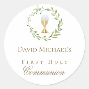 Eerste Heilige Communie groene krans  Ronde Sticker