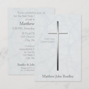 Eerste Heilige Communie in blauwe uitnodiging