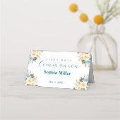 Eerste Heilige Communie Ivory Blue Flowers Greener (Achterkant)