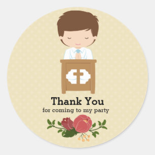 Eerste Heilige Communie jongen * kies achtergrondk Ronde Sticker