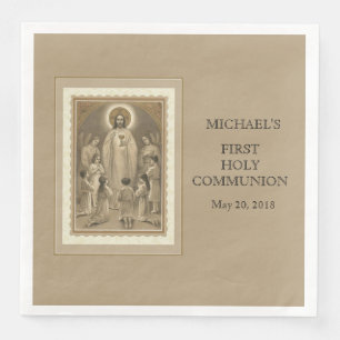 Eerste Heilige Communie Katholiek Kind Jezus Host Servet