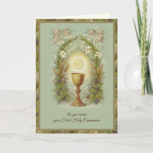Eerste Heilige Communie Katholieke Elegante Gebed Kaart