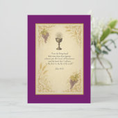 Eerste Heilige Communie Kelk & Druiven Kaart (Staand voorkant)