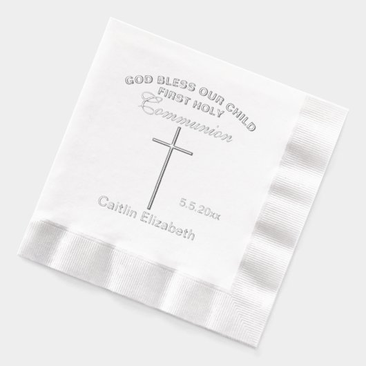 Eerste Heilige Communie Kruisnamendatum Folie Servetten (Links)
