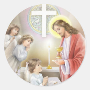 Eerste Heilige Communie meisje Ronde Sticker
