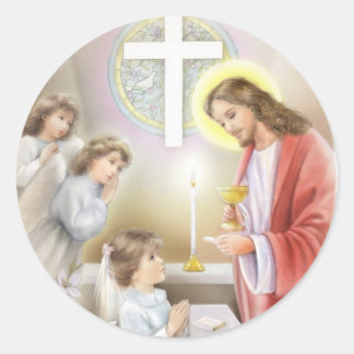 Eerste Heilige Communie meisje Ronde Sticker