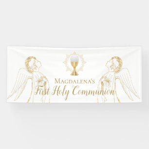 Eerste heilige communie met engelenontwerp spandoek