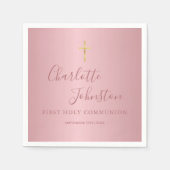 Eerste Heilige Communie Moderne Roze Goud Roze Servet (Voorkant)