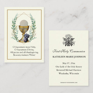 Eerste Heilige Communie - Prayer Visitekaartje