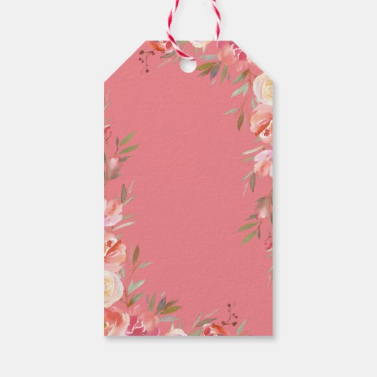 Eerste Heilige Communie Roze Bloemen Cross Favor Cadeaulabel (Achterkant)