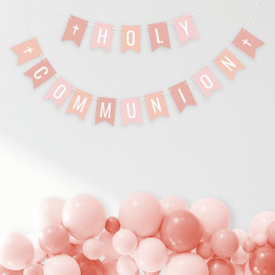 Eerste Heilige Communie Roze Goud Blush Meisje Vlaggetjes