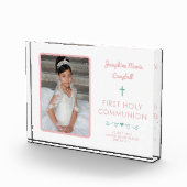 Eerste Heilige Communie Roze Meisje Religieuze Kee Fotoblokken (Rechts)