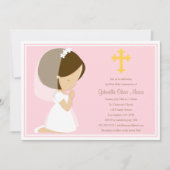 Eerste Heilige Communie - Roze | Uitnodiging (Voorkant)