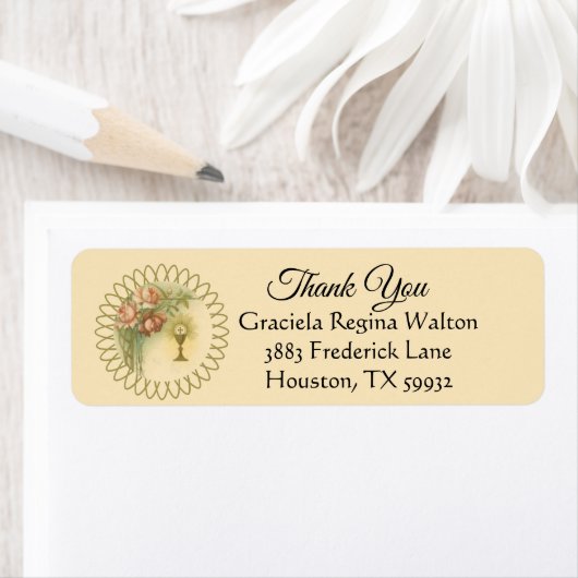 Eerste Heilige Communie Rozen Dank u Etiket (Insitu)