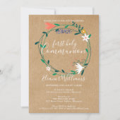 Eerste Heilige Communie Rustic Modern Floral Kaart (Voorkant)