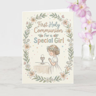 Eerste Heilige Communie Speciale Meisje Felicitati Kaart