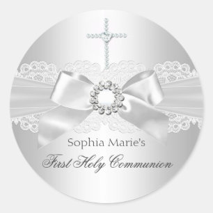Eerste Heilige Communie Sticker met Diamanten Boog