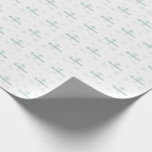 Eerste Heilige Communie, tekst in zachte groene kl Cadeaupapier (Hoek)