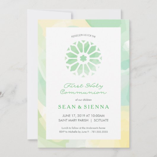 Eerste Heilige Communie uitnodiging, meisje en/of  Kaart (Voorkant)