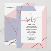 Eerste Heilige Communie Uitnodiging Meisje, Roos G (Voorkant / Achterkant)