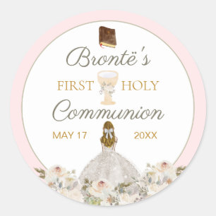 Eerste Heilige Communist Elegant Blush Pink Sticke Ronde Sticker