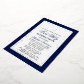 Eerste Heilige Communistische Blauwe Stripes Cross Folie Uitnodiging (Gedraaid)