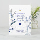 Eerste Heilige Communistische Invitaties Boys Blue Kaart (Staand voorkant)