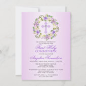 Eerste Heilige Communistische Meisje Floral Paars  Kaart (Voorkant)