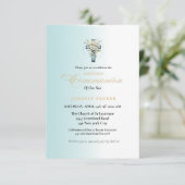 Eerste holy commune waterverf blauwe splash kaart (Staand voorkant)