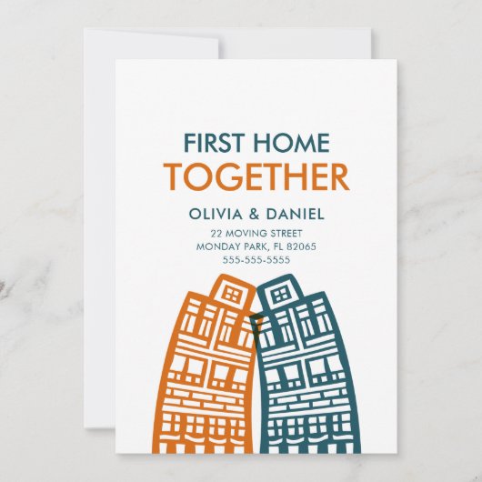 Eerste Home Samen nieuwe adreskaart met stad Kaart (Voorkant)