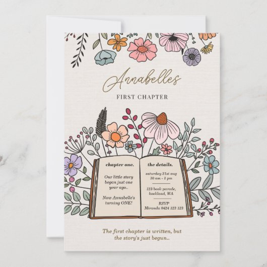 Eerste hoofdstuk Storybook Verjaardag Bloemenuitno Kaart (Voorkant)