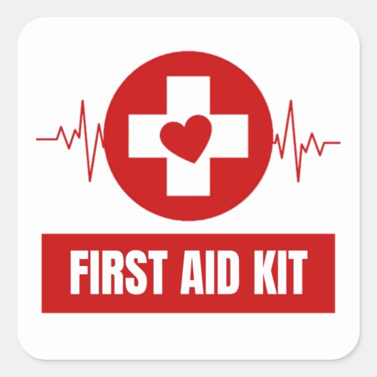 Eerste hulp en noodhulp vierkante sticker (Voorkant)