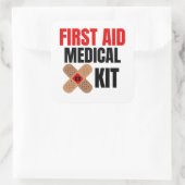 Eerste hulp en noodhulp vierkante sticker (Tas)