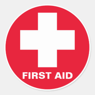 Eerste hulp - Medic (kruis) - Ambulance, tandheelk Ronde Sticker