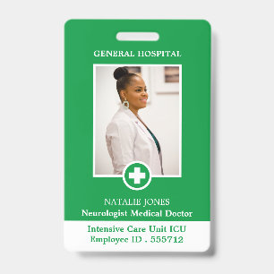 Eerste hulp symbool, foto medische ID badge