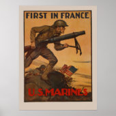 Eerste in Frankrijk - Amerikaanse mariniers Poster (Voorkant)