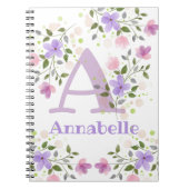 Eerste Initiaal plus naam Annabelle met bloemen Notitieboek (Voorkant)