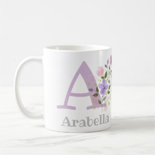 Eerste initiaal plus naam Arabella bloem Koffiemok