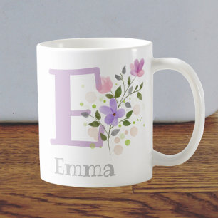 Eerste initiaal plus naam Emma met bloemen Koffiemok