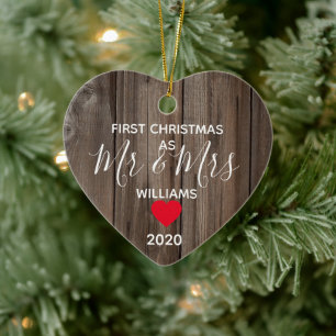 eerste jaar als de heer & mevrouw happy photokoppw keramisch ornament