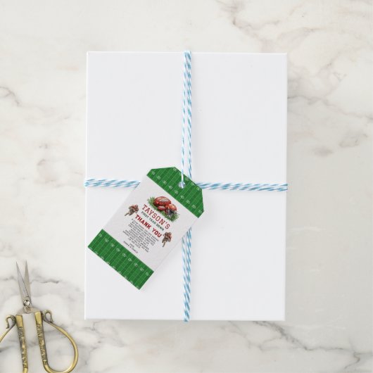 Eerste jaar Down Football 1e verjaardagsfeestje Cadeaulabel (Met Touw)