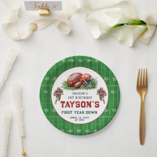 Eerste jaar Down Football 1e verjaardagsfeestje Papieren Bordje