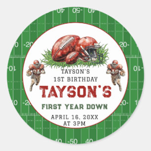 Eerste jaar Down Football 1e verjaardagsfeestje Ronde Sticker