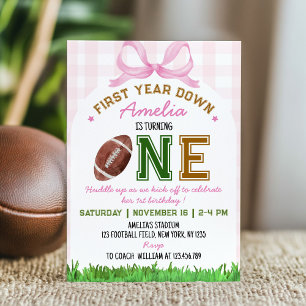 Eerste jaar Down Football 1st Girl Birthday Kaart