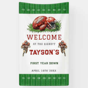 Eerste jaar Down Football foto 1e verjaardagsfeest Spandoek