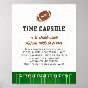Eerste Jaar Down Football Verjaardag Tijd Capsule Poster