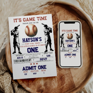 Eerste jaar down honkbal 1e verjaardagsfeest kaart