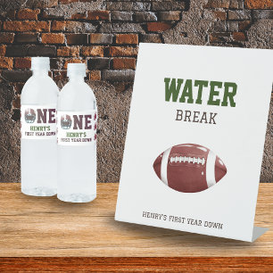 Eerste jaar Down Water Break Football Verjaardag Reclamebord Met Voetstuk